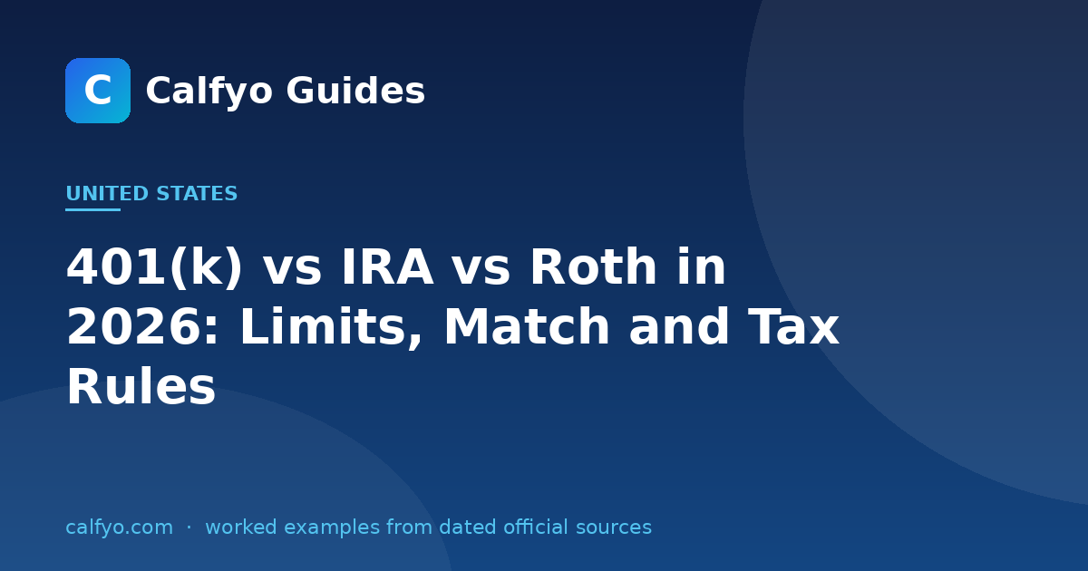 401(k) vs IRA vs Roth in 2026: Limits, Match and Tax Rules